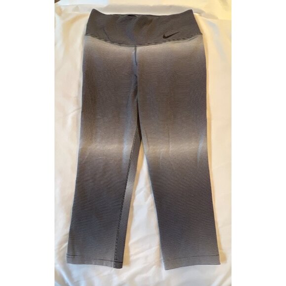 Nike Dri-Fit Striped Ombre Cropped Leggings Small Gray/White - Picture 1 of 5